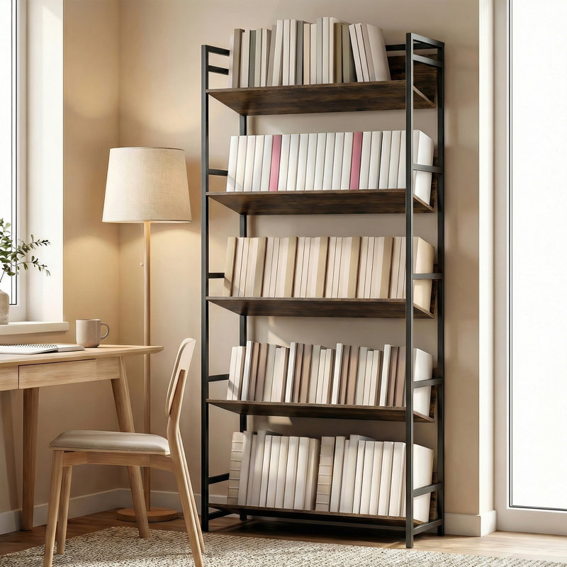 174cm H x 80cm W Steel Bookcase, Brown