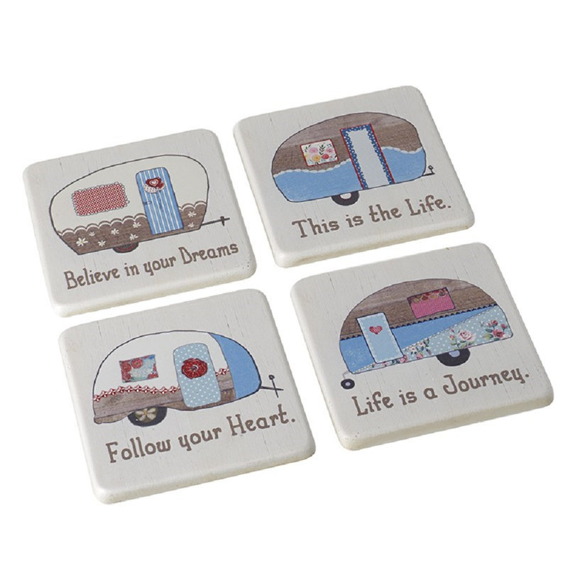 Ceramic Square 4 Piece Coaster Set