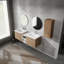 Meuble-lavabo mural sophistiqué avec armoires pratiques et design moderne