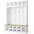 Farmhouse Wooden Style Hall Tree with Wide Storage Seating Bench