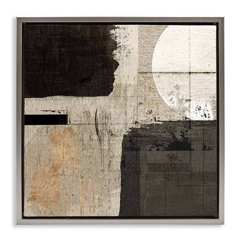 Formes rustiques neutres, H 25 po x l 25 po, Cadre flottant gris lustré