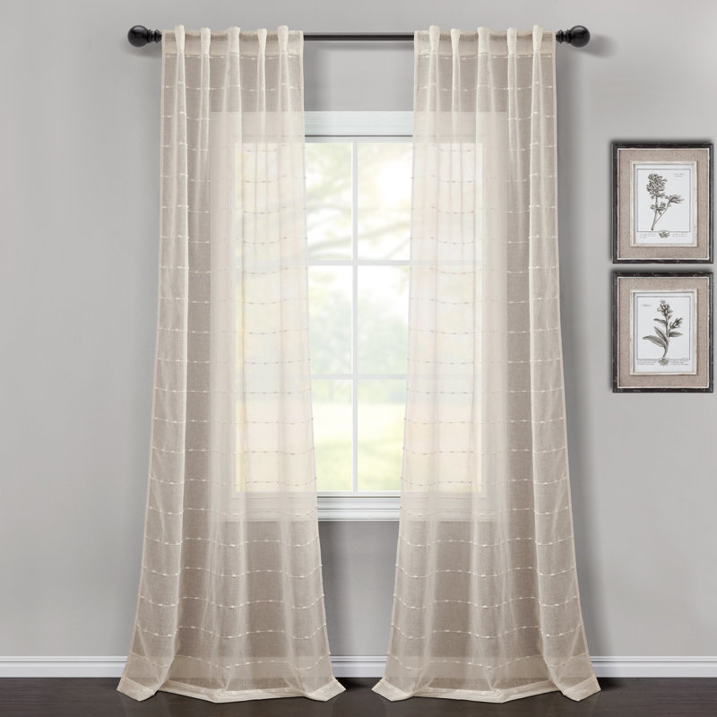 Sheer Curtain Pair, 38" W x 84" L, Beige