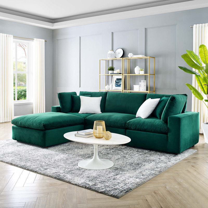 Canapé modulaire réversible en velours Commix, Vert