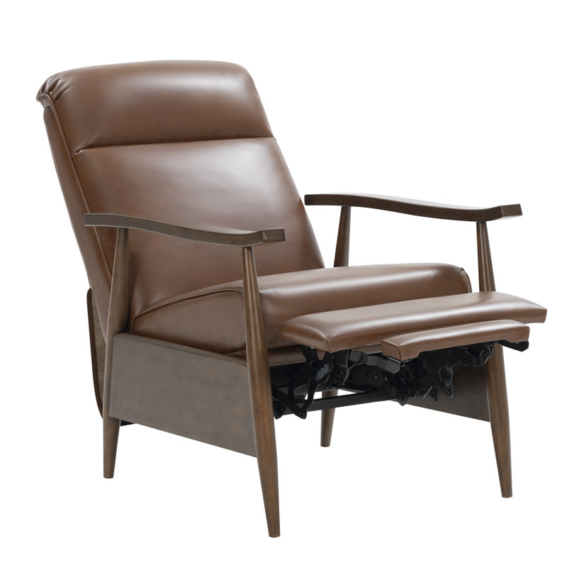 Manual Recliner, Brown Genuine Leather