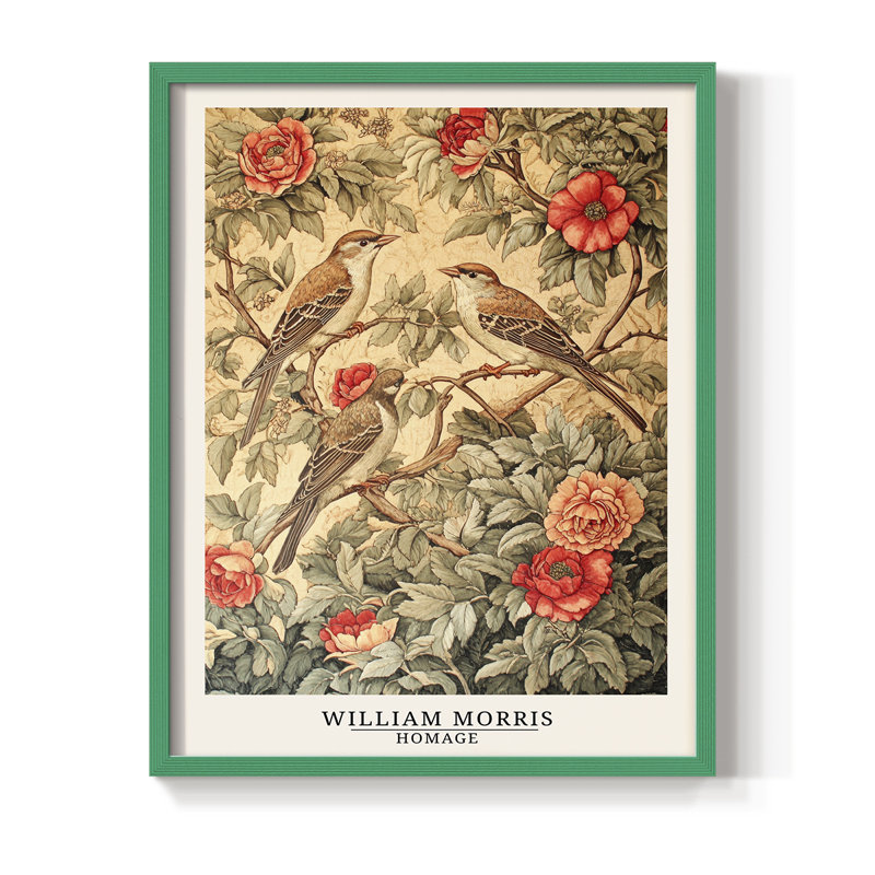 Imprimé encadré en bois massif de la série LII de la classe LORI, 11" H x 9" W, Vert