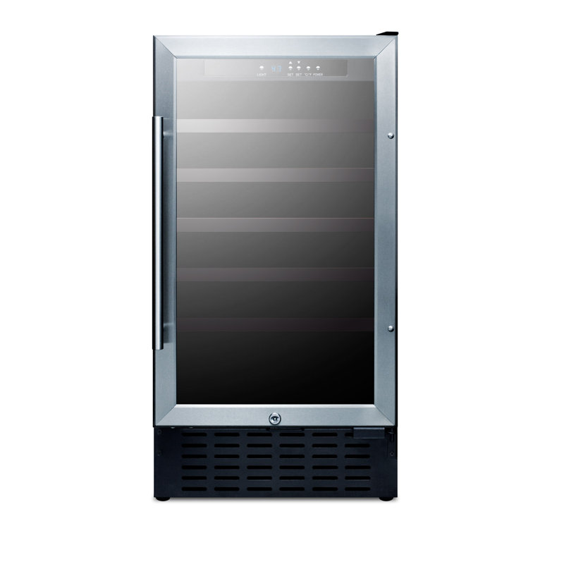 Summit Appliance Single Zone 18'' 34 Bottle Wine Refrigerator with Reversible Door, Black