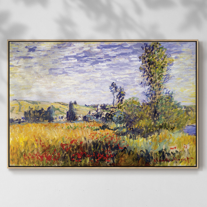 Vetheuil par Monet, reproduction d'art sur toile, Bois naturel, H 25 po x l 37 po x P 2 po
