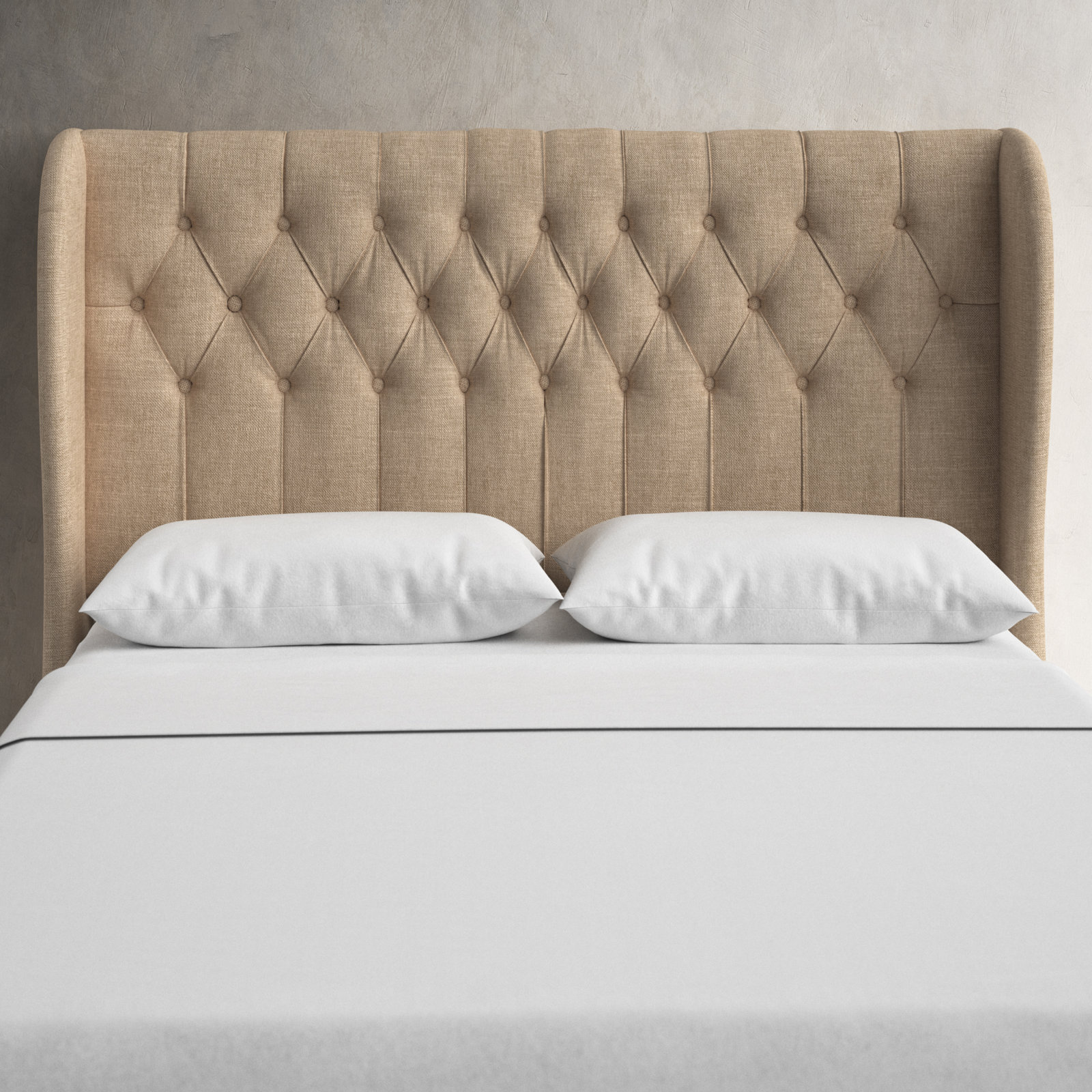 Tomey Upholstered Headboard, King, Classic Sandstone Linen