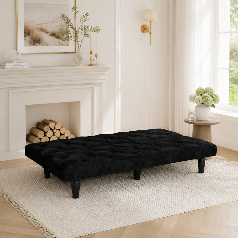 Évolution du canapé au lit: canapé-lit en velours noir de 66 pouces, transformation sans effort pour une vie polyvalente et confortable