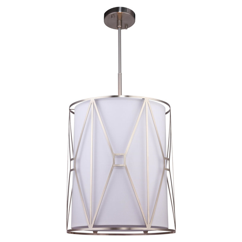 Luminaire suspendu cylindrique unique 5 lumières Hultgren, Nickel satiné