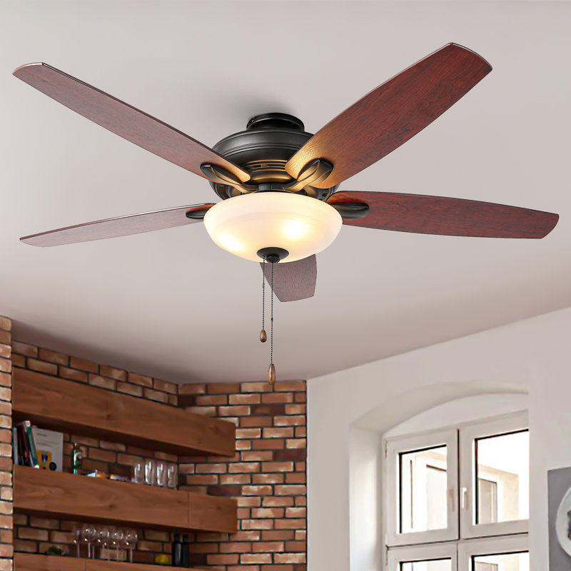 52" Oil Rubbed Bronze Ceiling Fan with Walnut Blades and LED Light