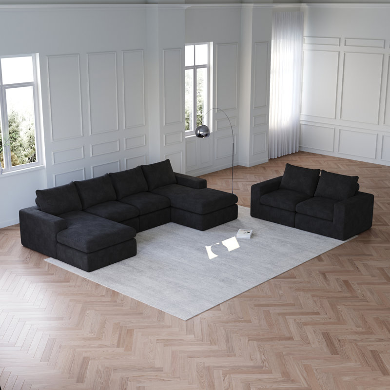 Canapé modulaire en velours côtelé moelleux de style moderne