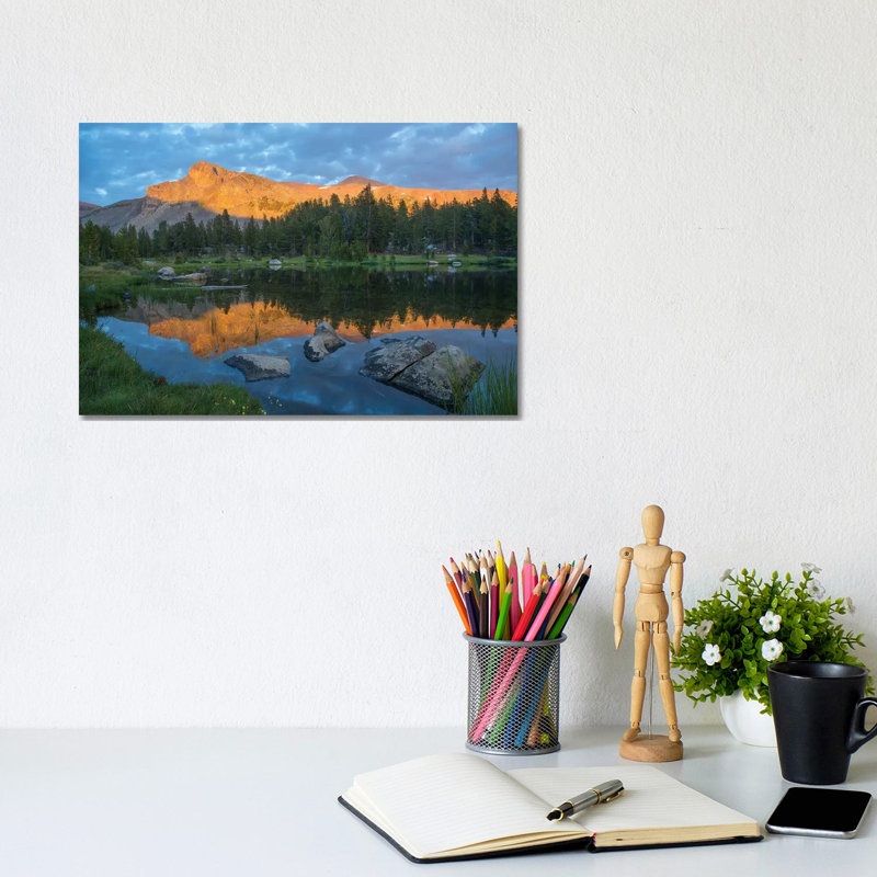 Mountain Reflected In Alpine Lake, Mount Dana, Tioga Pass, Sierra Nevada, Yosemite National Park, California by Tim Fitzharris - Wrapped Canvas Print