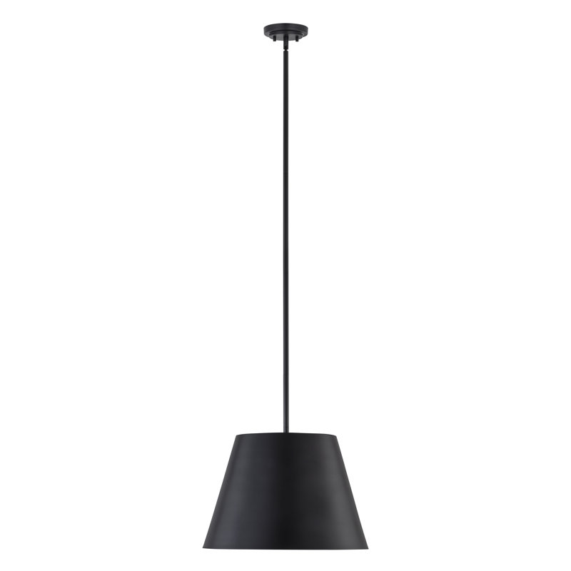 Luminaire suspendu à 1 lumière Wolleik, Noir mat, H 94,5 po x l 18 po x P 18 po