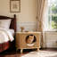 Raised Wicker Cat House with Washable Soft Cushion, Light Brown