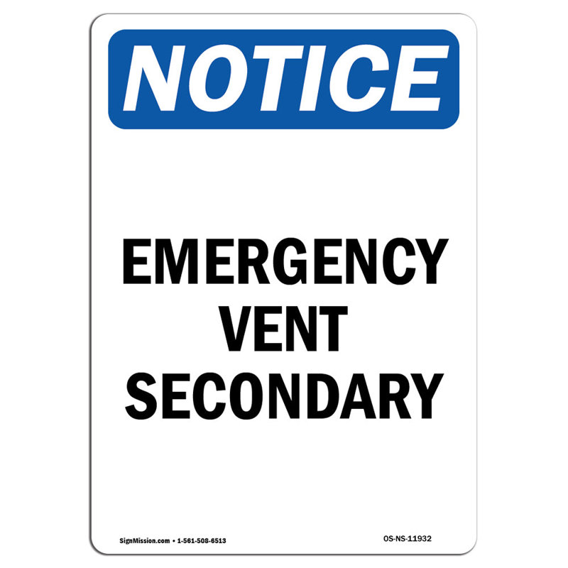 Emergency Vent Secondary Sign