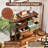 Fienley Vintage 5-Drawers Brown Console Table With Artistic Mixed-Color,Open Storage Shelf