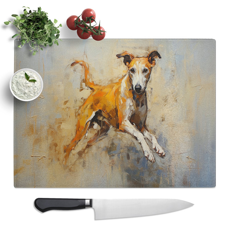 Greyhound Gestural  Glass Chopping Board