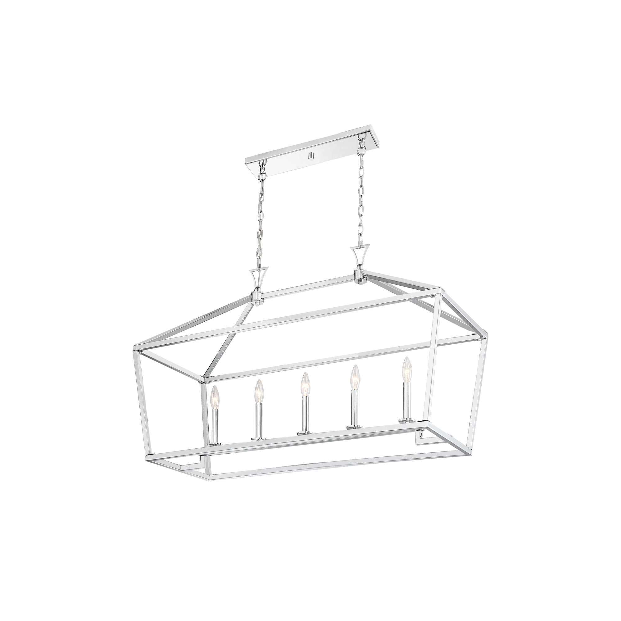 Hastings 5 Light Dimmable Pendant, Polished Nickel, 23.5" H x 44" W x 16" D