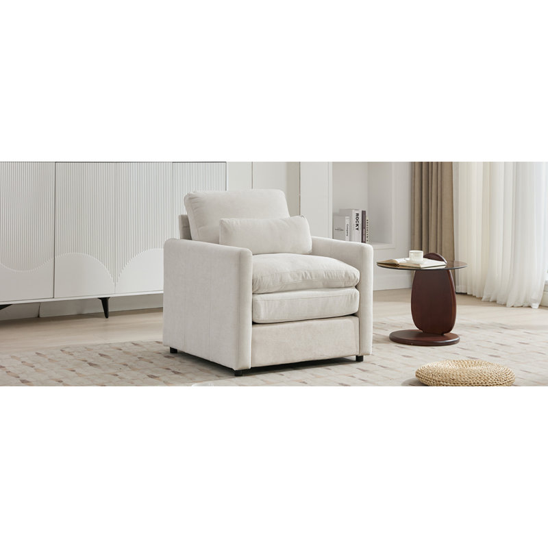 Fauteuil rembourré 31,9 po Modern, Beige
