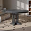 Table de salle à manger ronde extensible de style campagnard, plateau ovale convertible de 107 cm à 142 cm, en placage de chêne et piètement en X – Table ronde idéale pour la cuisine et la salle à manger-1276819441