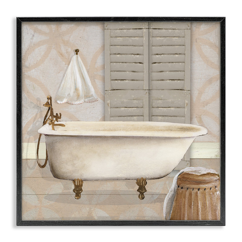 «Neutral Bath Rustic», dessin par Carol Robinson, Giclée encadrée noir minuit, H 12 po x l 12 po