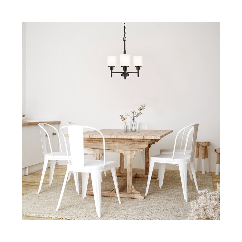 Jorelys 3 - Light Steel Dimmable Classic / Traditional Chandelier, Matte Black