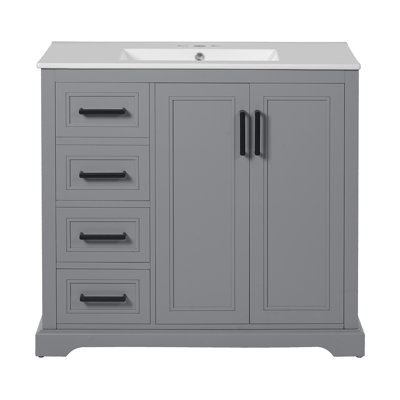 Meuble-lavabo 36 po avec plateau en céramique et 3 tiroirs
