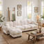 Ensemble de canapé modulaire surdimensionné en chenille avec coussins et 1 repose-pieds, blanc ivoire-1775610282-1775610284