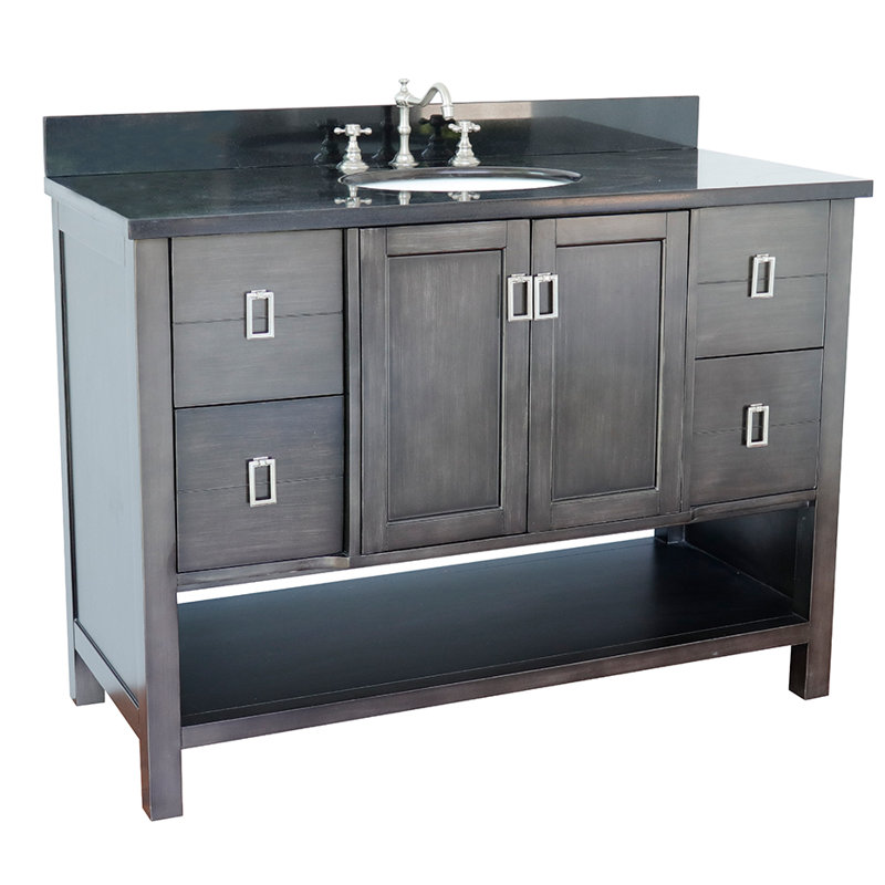 Ensemble de meuble-lavabo simple 49 po Wilhoit, Brun argenté / galaxie noire