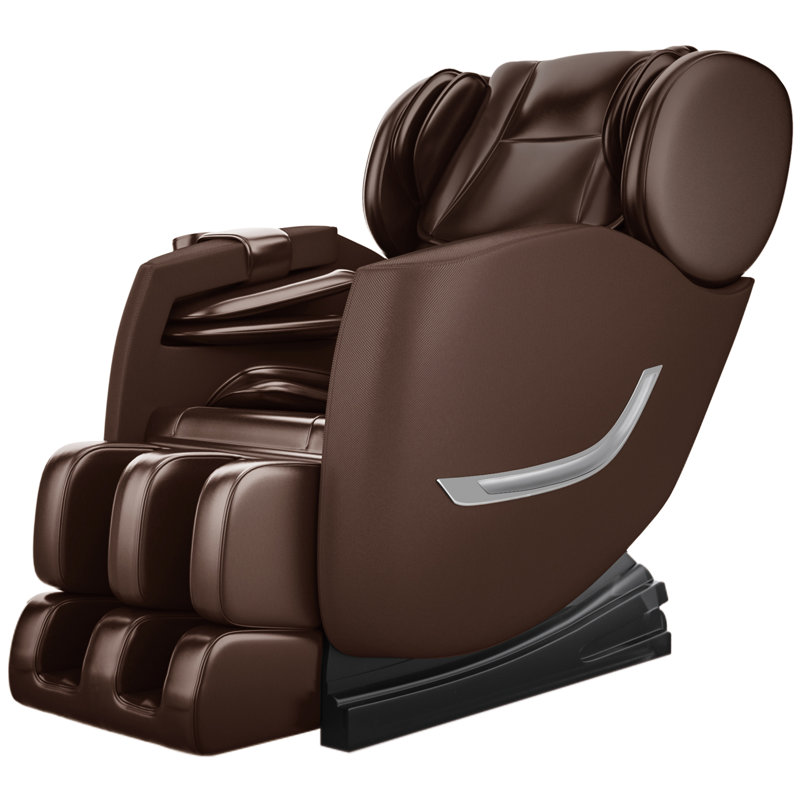Fauteuil de massage inclinable électrique en similicuir, Similicuir brun
