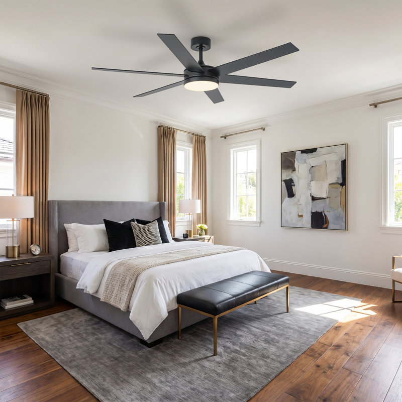 Vaczon 60" Modern Smart Large Ceiling Fan with Dimmable 3CCT LED Lights, 6-Speed Reversible DC Motor, Timer, Remote and App Control