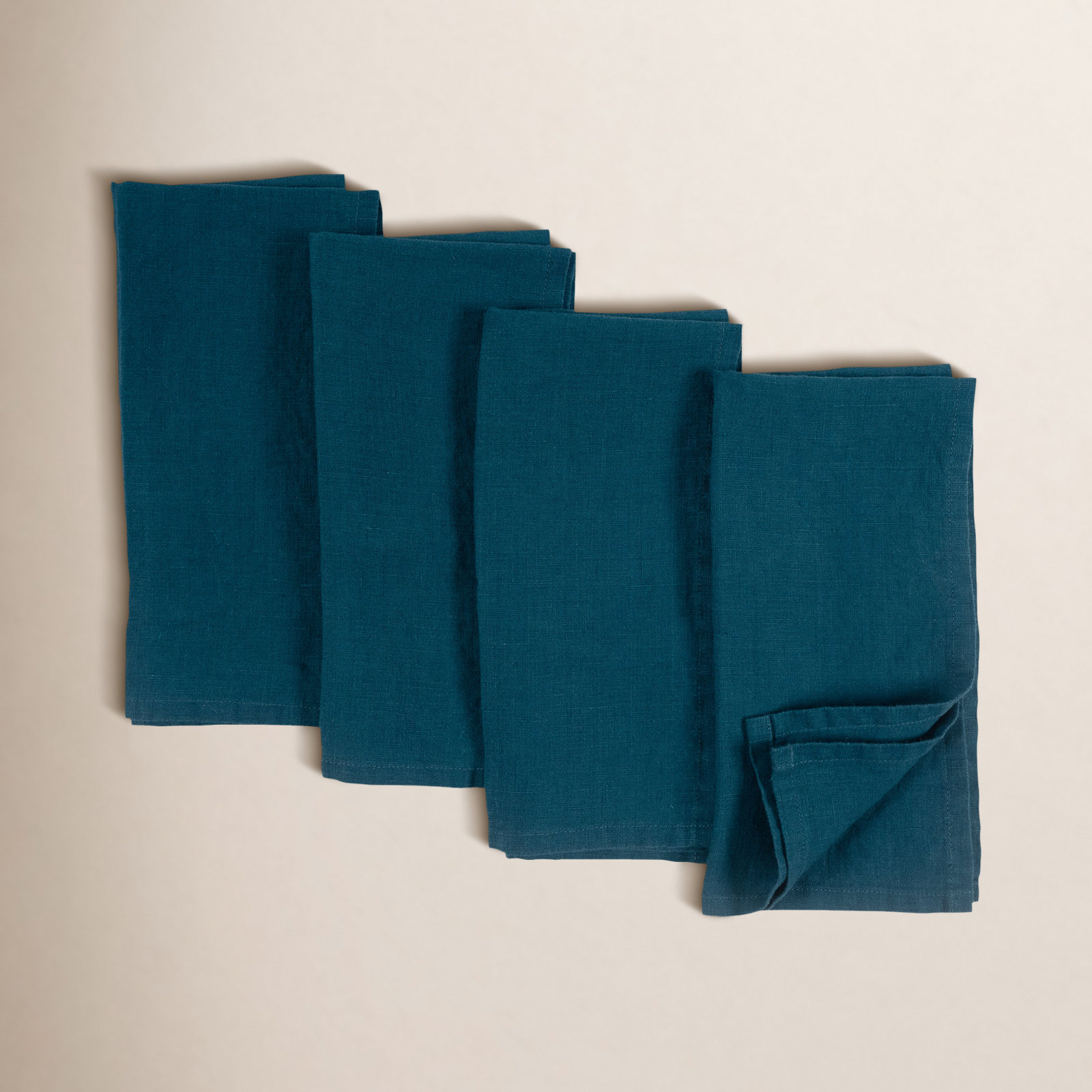 Alvia Reversible Linen Napkin, Dark Blue