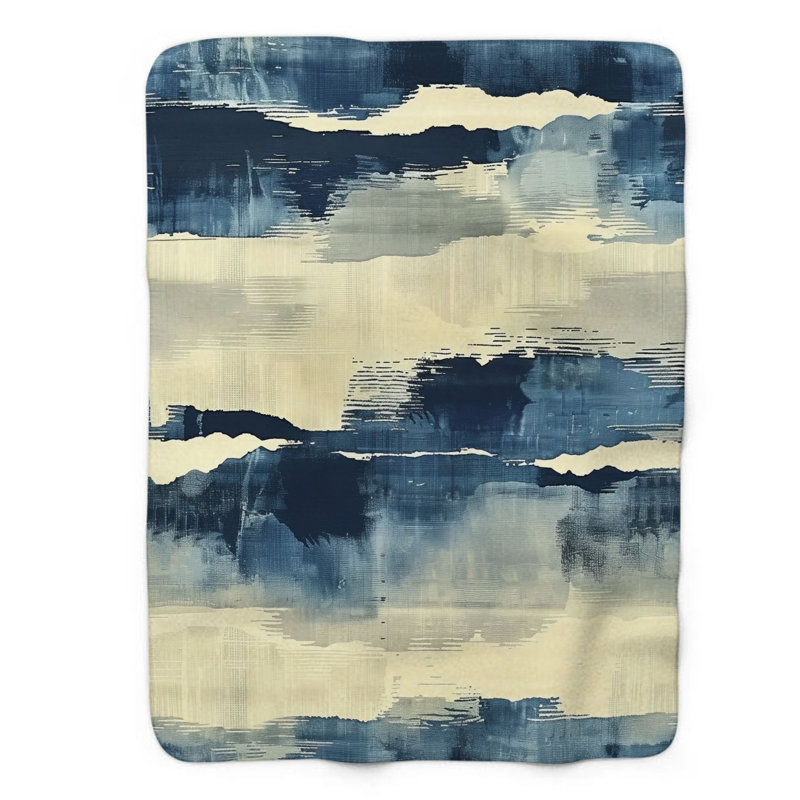 Bleu brossé - couverture sherpa de qualité supérieure 1 pièce, Lit simple