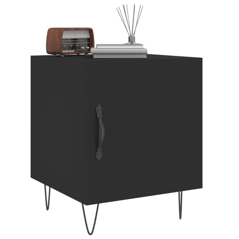40cm W Iron Bedside Table, Black