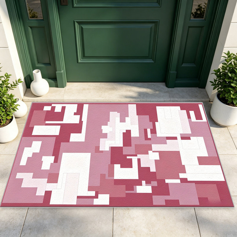 Pink Abstract Blocks area rugs for Living Room, Soft and Comfortable, Suitable for all seasons, easy to maintain, machine washable Indoor floor mat, Under Table Farmhouse suitable for Bedroom, Dining Room, Study, Patio, Balcony, Home Decor