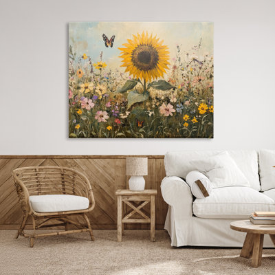 Sunflower Wonder Summer Meadow Canvas, design by Petal Prints Design