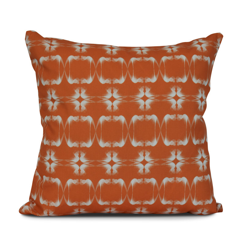 Sail, Sun, & Fun Geometric Outdoor Reversible Throw Pillow, 16" x 16" , Orange