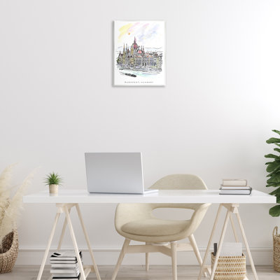 Plaque murale Minimal Budapest Skyline, design par Angela Steahling