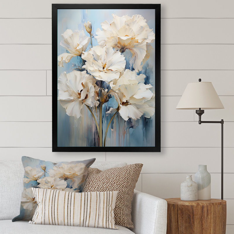 Minimalisme, œillets, bouquet, œillets, reproduction sur toile, H 44 po x l 34 po x P 1,5 po, Cadre photo noir simple