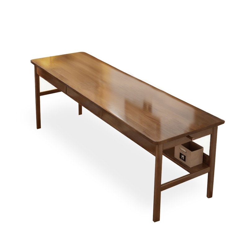 Bureau rectangulaire brun en bois massif, H 29,53 po x l 62,99 po x P 23,62 po