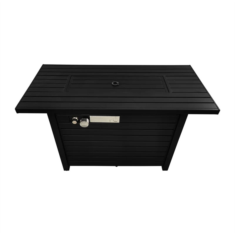 Table de foyer d'extérieur en acier avec couvercle H 25 po x l 42 po