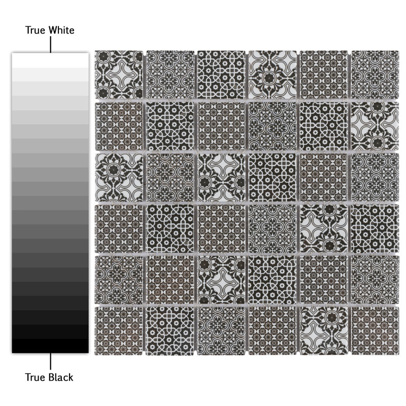 Classico 2" Square 11-3/4 " x 11-3/4 " Porcelain Mosaic Floor and Wall Tile, Black