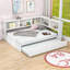 Lit de jour double en métal avec espace de rangement et ports USB-105503626
