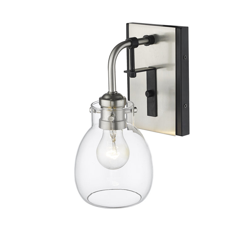 Applique murale à bras 1 lumière Lang, Noir mat / nickel brossé