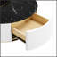 Table basse gigogne ronde moderne avec motif cannelé et tiroir, noir et or, 27,6 po