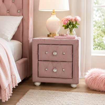 Table de chevet en tissu rose