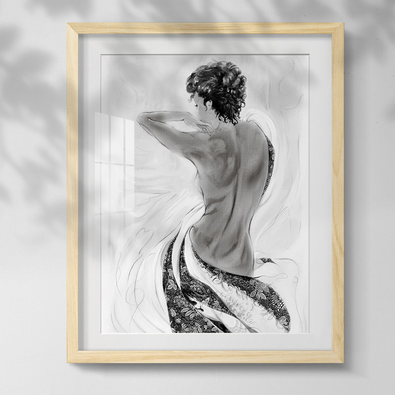 " Solitude Sketch II ", Natural Framed Paper, White