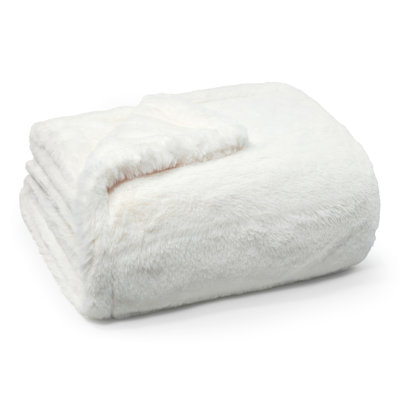 Jeté Americanflat - 50 x 60 pouces en fausse fourrure double face de luxe - Literie en molleton doux et moelleux - Chaleur douillette pour le canapé ou le canapé du salon - Blanc