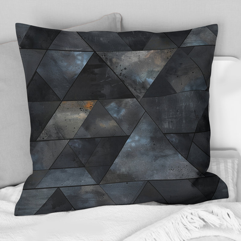 Black Triangle I - Midcentury Throw Pillow, 16"H x 16"W